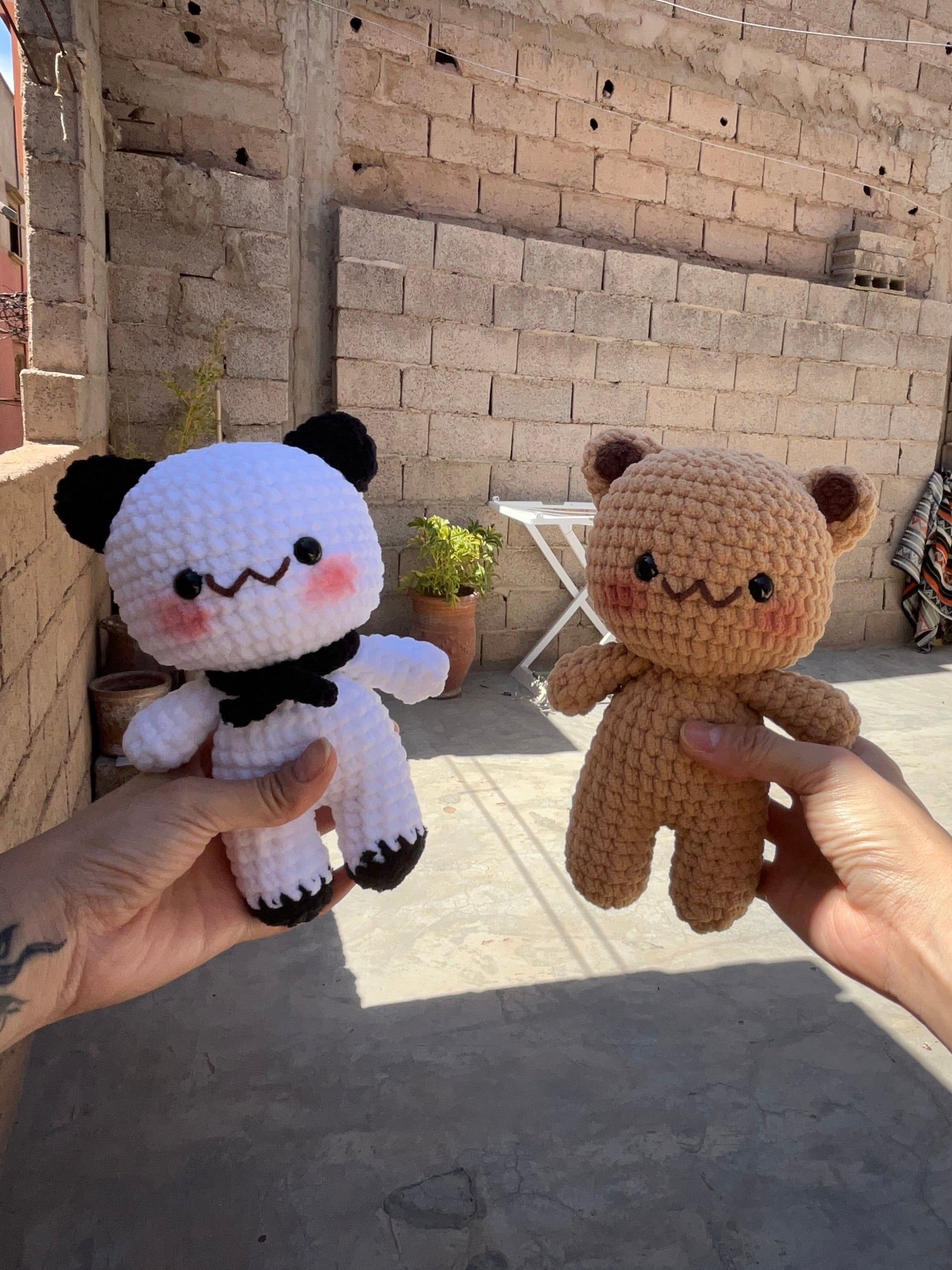 DUDU & BUBU - 2 Peluches 18cm Nounours Mignon Crochet