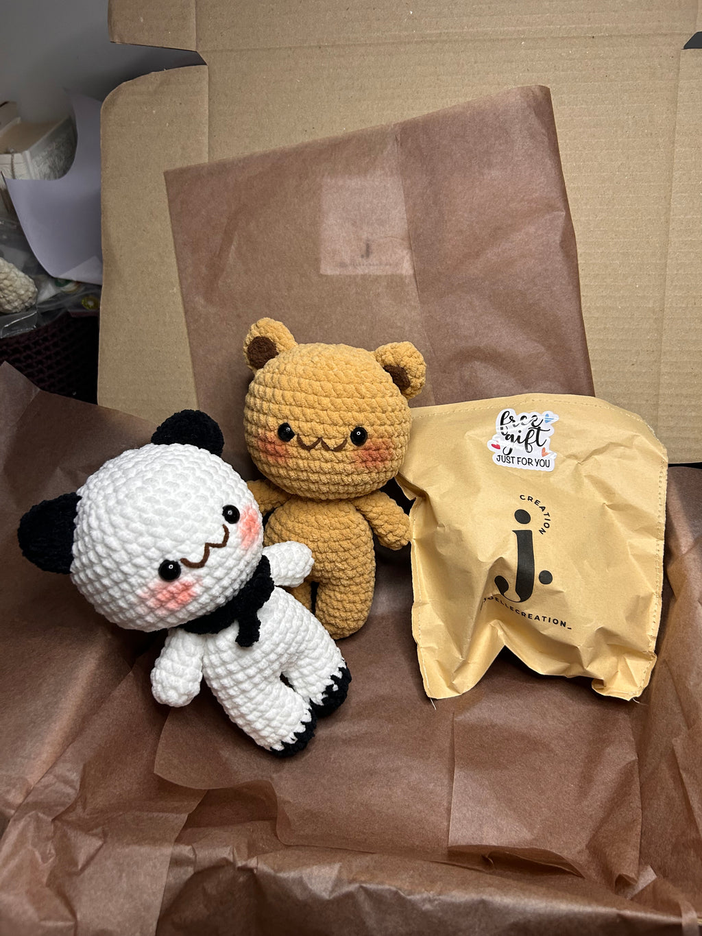 DUDU & BUBU - 2 Peluches 18cm Nounours Mignon Crochet
