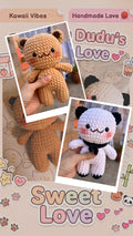 DUDU & BUBU - 2 Peluches 18cm Nounours Mignon Crochet