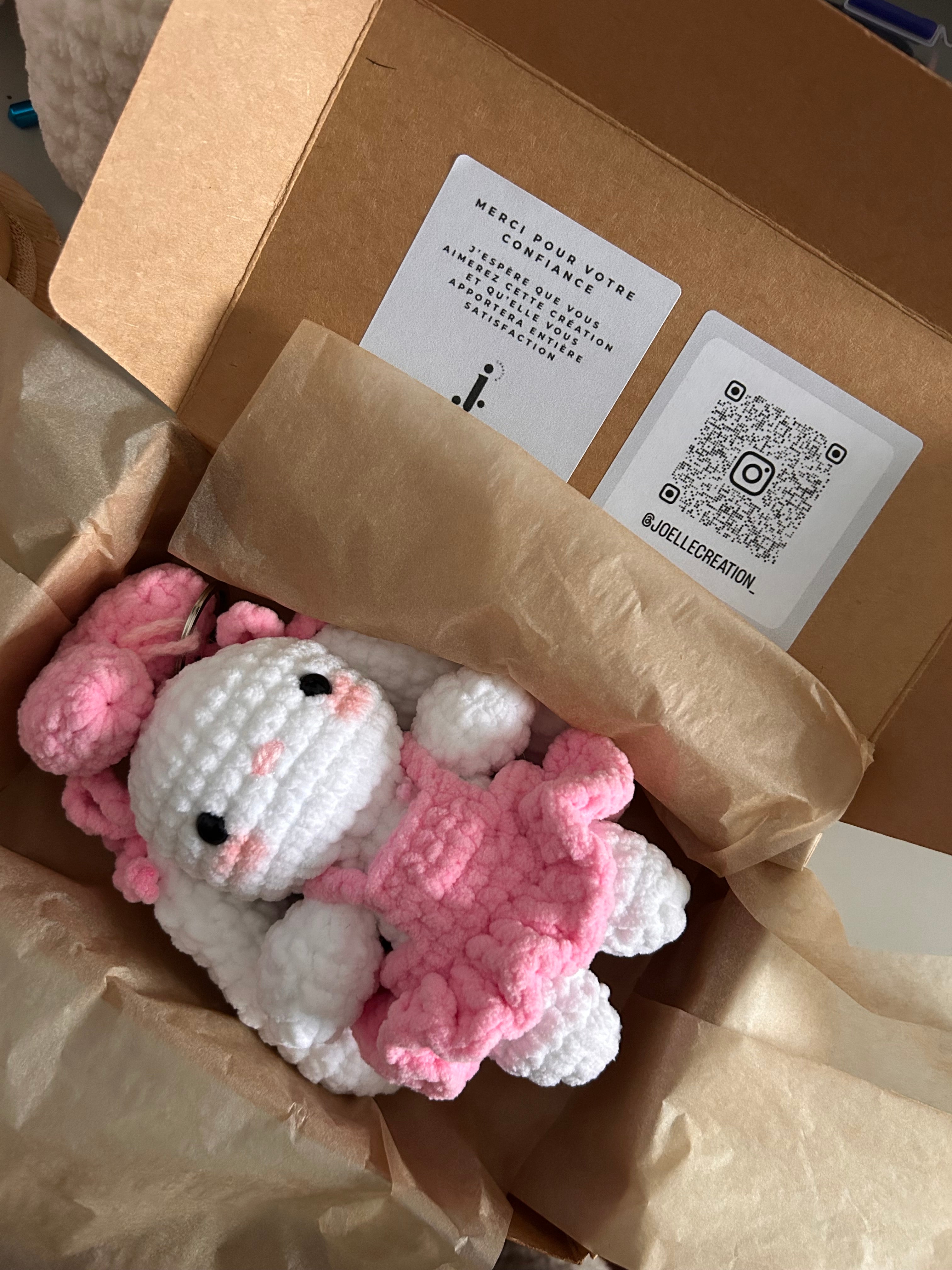 MALLOW - Peluche porte clé cœur lapin mignon robe rose