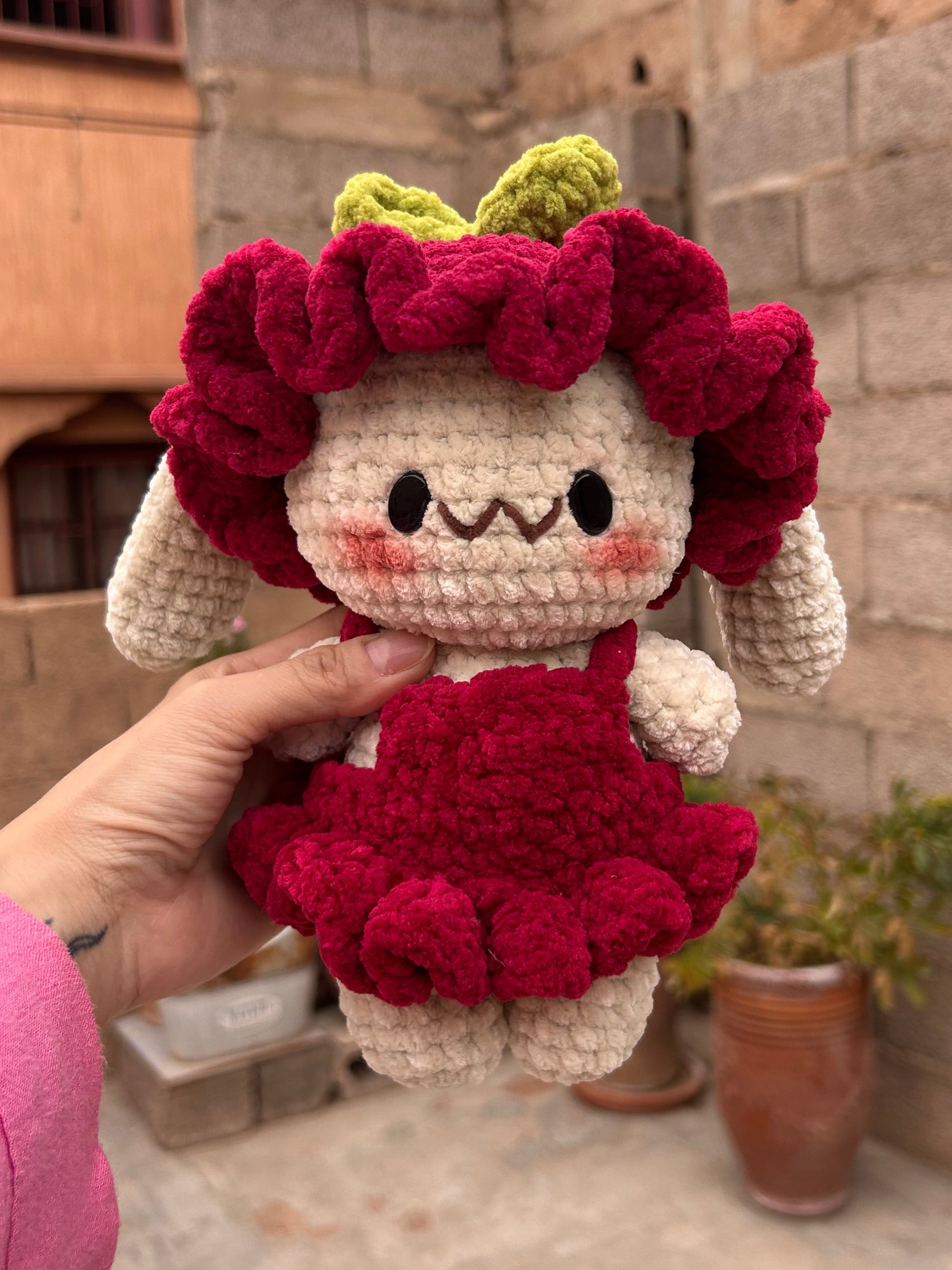 CHERRY - Peluche 20cm Lapin Kawaii Mignon Crochet