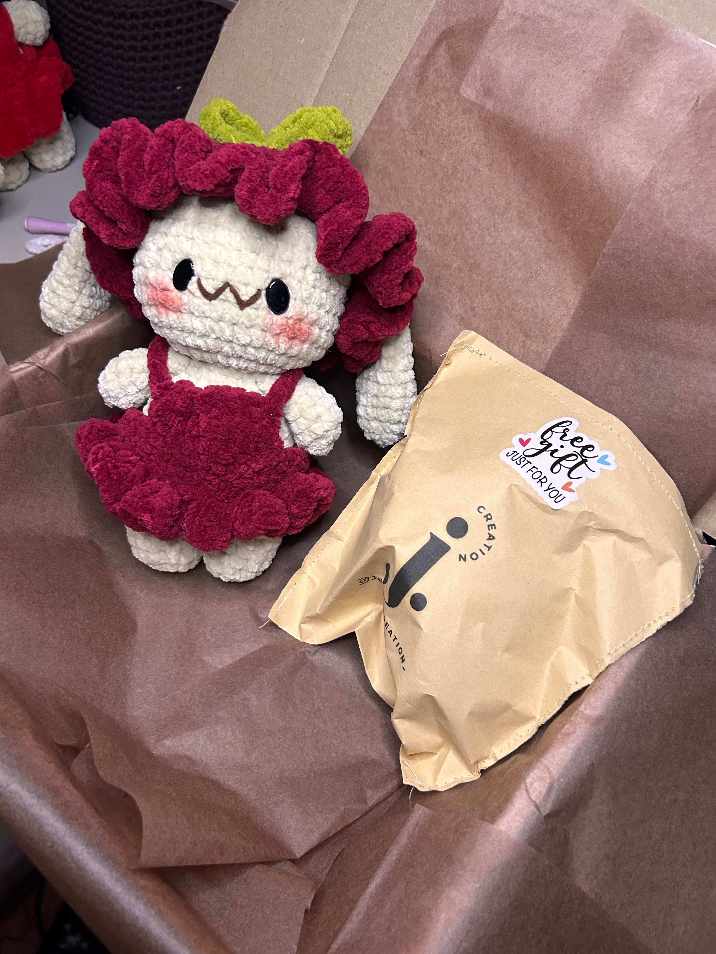 CHERRY - Peluche 20cm Lapin Kawaii Mignon Crochet