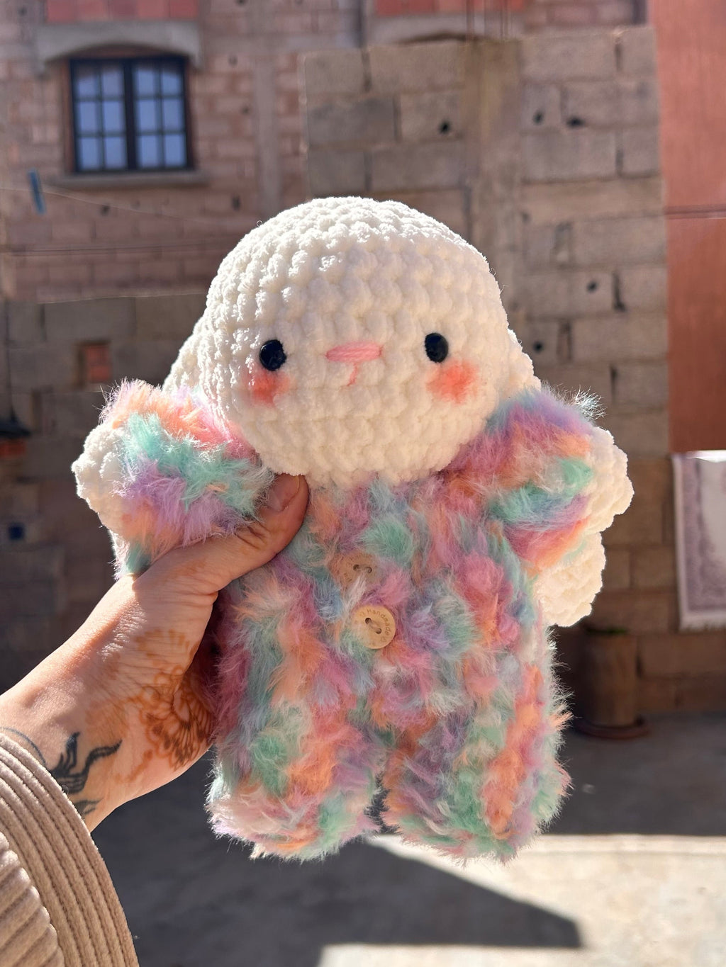 BABY BUNNY - Peluche 20cm Lapin Mignon Crochet Pyjama Fil Fur