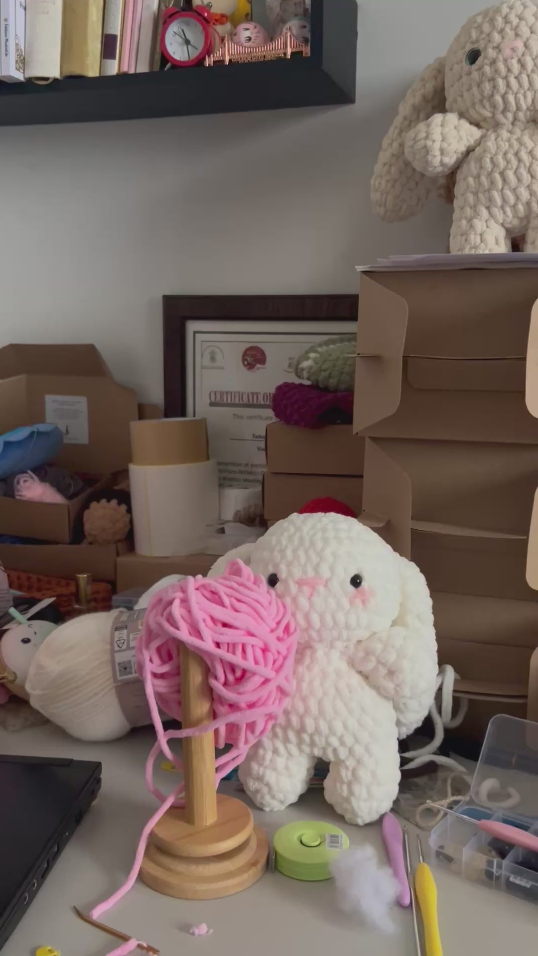 MALLOW - Peluche porte clé cœur lapin mignon robe rose